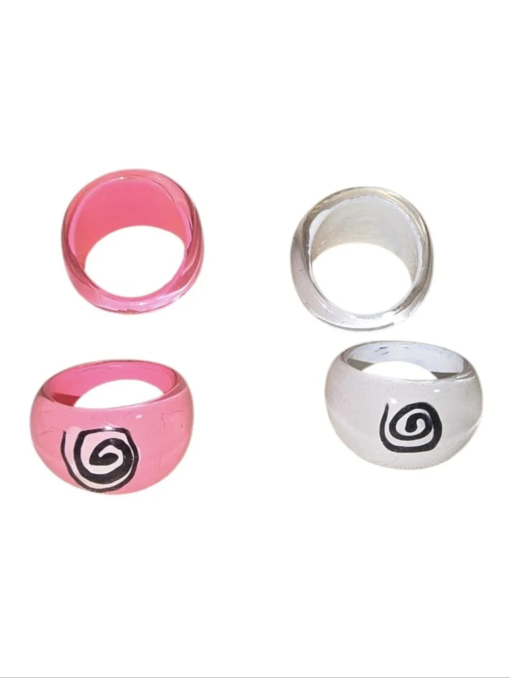 Vintage Rings 18 Pink and 18 White Spiral Statement Rings